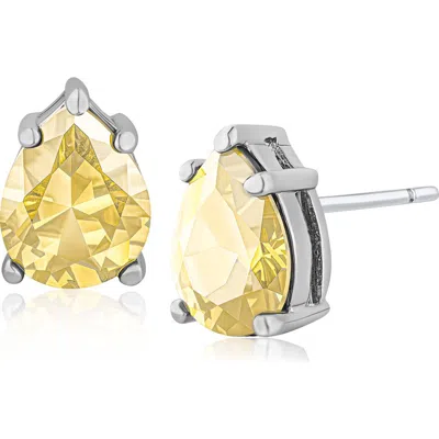 Cz By Kenneth Jay Lane Pear Cut Yellow Cubic Zirconia Stud Earrings