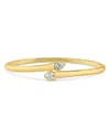 Cz By Kenneth Jay Lane Pear Overlap Hinged Bangle Bracelet In Gold