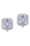 Cz By Kenneth Jay Lane Princess Cut Cubic Zirconia Pave Trim Stud Earrings