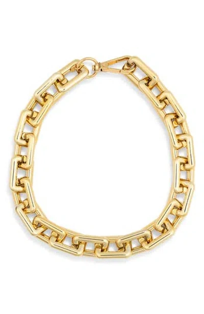 Cz By Kenneth Jay Lane Rectangular Link Necklace In Gold