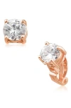 Cz By Kenneth Jay Lane Rhodium Plated Brilliant Round Cz Stud Clip-on Earrings In Multi