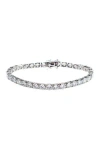 Cz By Kenneth Jay Lane Rhodium Plated Round Cz Tennis Bracelet In Metallic
