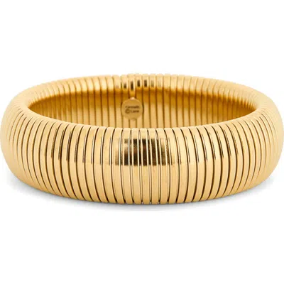Cz By Kenneth Jay Lane Ribbed Stretch Bracelet In Gold