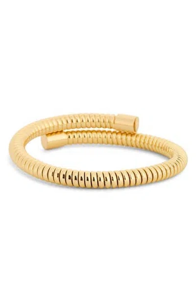 Cz By Kenneth Jay Lane Ribbed Wrap Bracelet In Gold