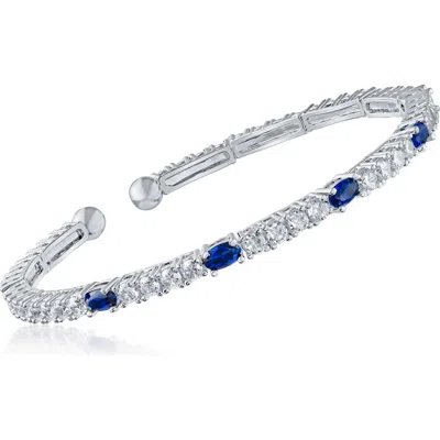 Cz By Kenneth Jay Lane Round & Oval Cz Flex Bracelet In Metallic