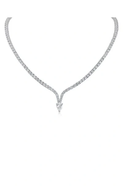 Cz By Kenneth Jay Lane Round & Pear Cut Cubic Zirconia Collar Necklace In Metallic