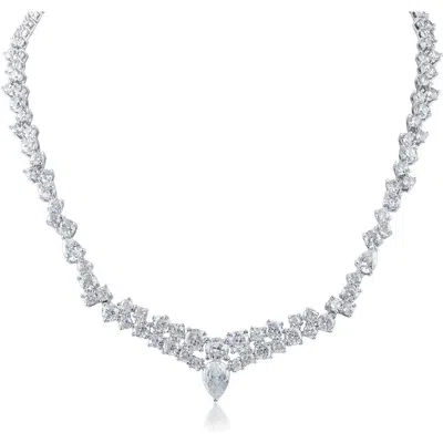 Cz By Kenneth Jay Lane Round & Pear Cz Collar Necklace In Metallic