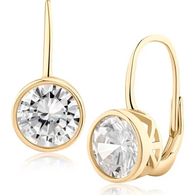 Cz By Kenneth Jay Lane Round Bezel Cubic Zirconia Drop Earrings In Gold