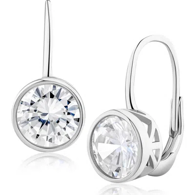 Cz By Kenneth Jay Lane Round Cubic Zirconia Bezel Drop Earrings In Metallic