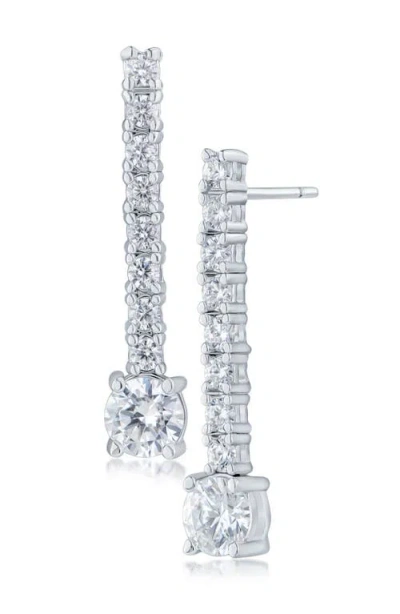 Cz By Kenneth Jay Lane Round Cubic Zirconia Linear Drop Earrings In Metallic