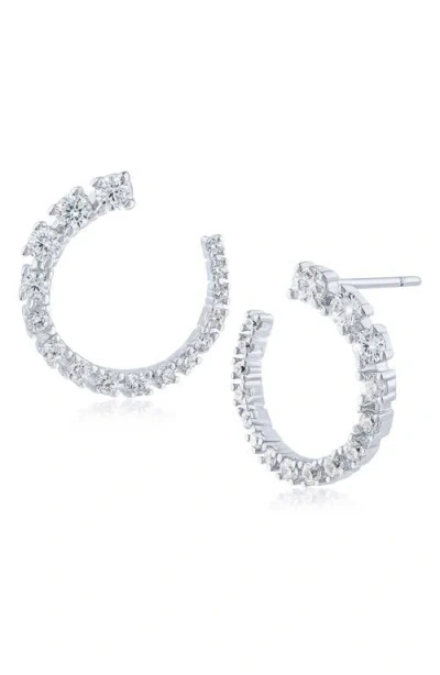 Cz By Kenneth Jay Lane Round Cubic Zirconia Open Circle Earrings In Silver