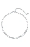 Cz By Kenneth Jay Lane Round Cubic Zirconia Station Anklet In Clear Silver