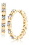 Cz By Kenneth Jay Lane Round Cubic Zirconia Station Hoop Earrings In Gold