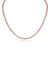 Cz By Kenneth Jay Lane Round Cubic Zirconia Station Tennis Necklace In Clear Rose Gold