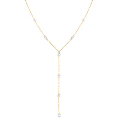 Cz By Kenneth Jay Lane Round Cubic Zirconia Station Y-necklace In Gold