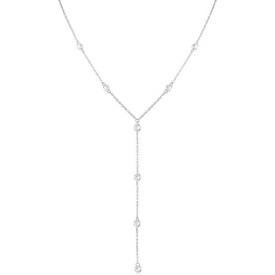 Cz By Kenneth Jay Lane Round Cubic Zirconia Station Y-necklace In Metallic