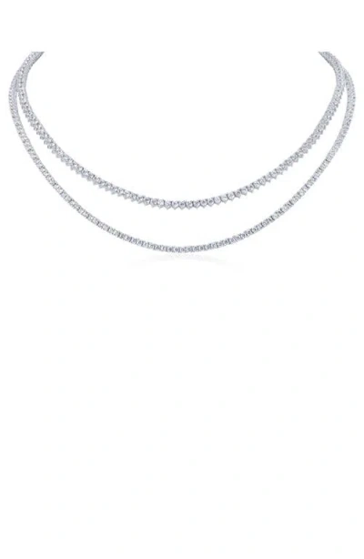Cz By Kenneth Jay Lane Round Cut Cubic Zirconia Double Strand Necklace In Metallic