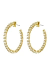 Cz By Kenneth Jay Lane Round Cz Inside-out Hoop Earrings In Gold