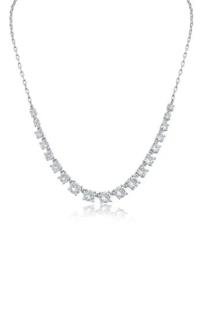 Cz By Kenneth Jay Lane Round Graduated Cz Frontal Necklace In Metallic