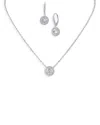 Cz By Kenneth Jay Lane Round Pave Halo Earrings & Pendant Necklace Set In Silver