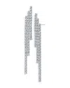 Cz By Kenneth Jay Lane Round Triple Row Drop Earrings In Silver