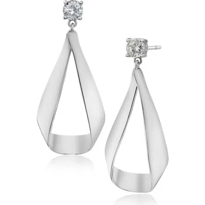 Cz By Kenneth Jay Lane Round Twist Cubic Zirconia Drop Earrings In Metallic