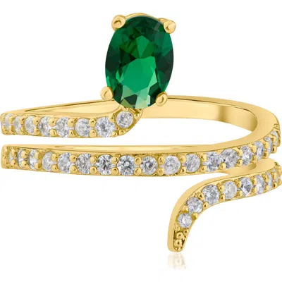 Cz By Kenneth Jay Lane Serpent Cubic Zirconia Ring In Gold