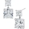 Cz By Kenneth Jay Lane Small & Large Emerald Cut Cz Drop Earrings In Clear/silver