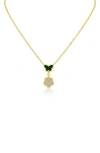 Cz By Kenneth Jay Lane Stone Butterfly & Pavé Cubic Zirconia Pendant Necklace In Green/clear Gold