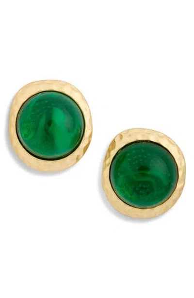Cz By Kenneth Jay Lane Synthetic Emerald Stud Earrings In Green
