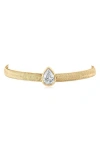 Cz By Kenneth Jay Lane Teardrop Cubic Zirconia Herringbone Chain Bracelet In Gold