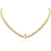 Cz By Kenneth Jay Lane Teardrop Cubic Zirconia Herringbone Chain Necklace In Gold