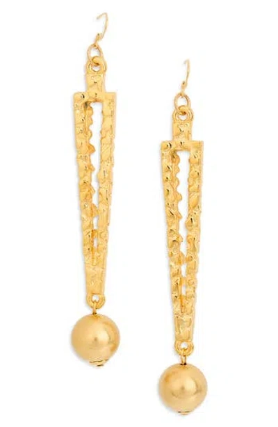 Cz By Kenneth Jay Lane Textured Ball Drop Earrings In Gold