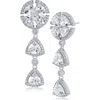 Cz By Kenneth Jay Lane Trillion Cut Cubic Zirconia Linear Drop Earrings In Clear Silver