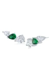 Cz By Kenneth Jay Lane Triple Cubic Zirconia Pear Micro Ear Crawlers In Multi