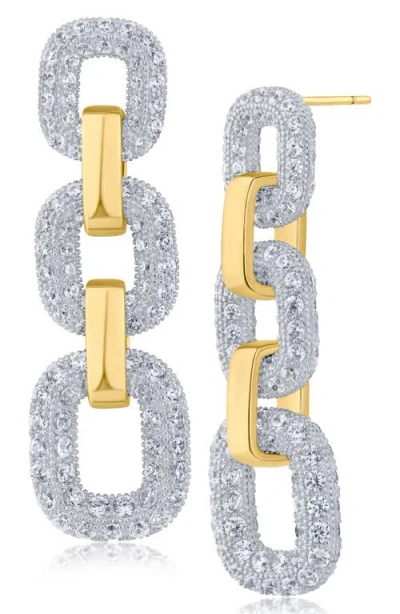 Cz By Kenneth Jay Lane Triple Link Drop Earrings In Metallic