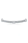 Cz By Kenneth Jay Lane Two Row Cz Tennis Bracelet In Clear/silver