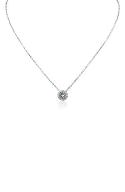 Cz By Kenneth Jay Lane Two-tone Round Cubic Zirconia Halo Pendant Necklace In Metallic