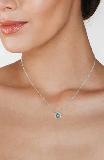 Cz By Kenneth Jay Lane Two-tone Round Cubic Zirconia Halo Pendant Necklace In Metallic