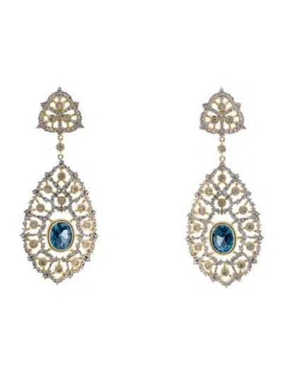 Pre-owned Cz By Kenneth Jay Lane Two-tone Cubic Zirconia Drop Earrings In Transparent