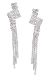 Cz By Kenneth Jay Lane Uneven Cubic Zirconia Drop Earrings In Silver