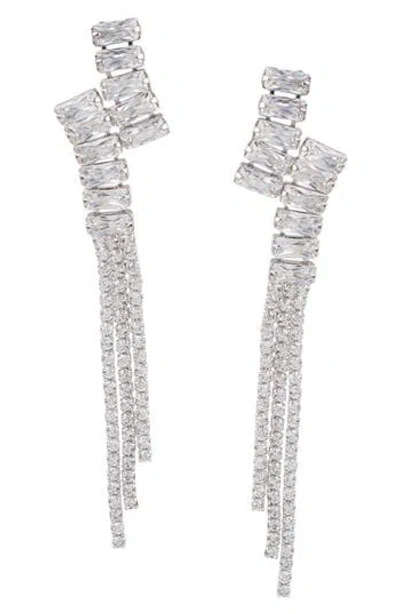 Cz By Kenneth Jay Lane Uneven Cubic Zirconia Drop Earrings In Silver