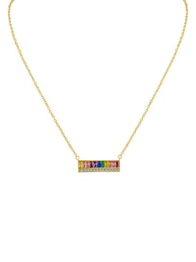 Cz By Kenneth Jay Lane Women's 14k Goldplated & Cubic Zirconia Bar Pendant Necklace In Brass