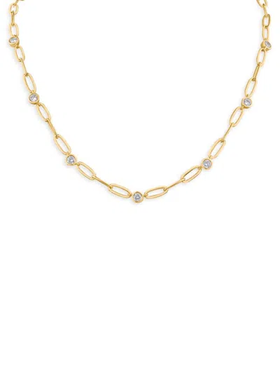 Cz By Kenneth Jay Lane Women's 14k Goldplated & Cubic Zirconia Chain Necklace In Brass