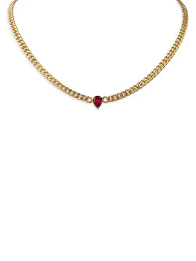 Cz By Kenneth Jay Lane Women's 14k Goldplated & Cubic Zirconia Curb Chain Necklace In Brass