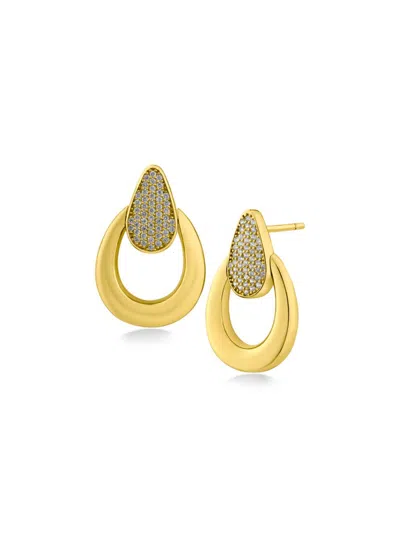 Cz By Kenneth Jay Lane Women's 14k Goldplated & Cubic Zirconia Door Knocker Earrings In Brass