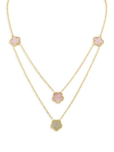 Cz By Kenneth Jay Lane Women's 14k Goldplated & Cubic Zirconia Double Front Flower Necklace
