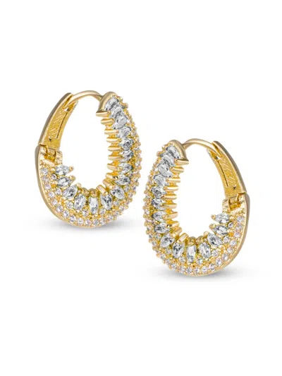 Cz By Kenneth Jay Lane Women's 14k Goldplated & Cubic Zirconia Hoop Earrings In Brass