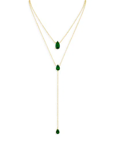 Cz By Kenneth Jay Lane Women's 14k Goldplated & Cubic Zirconia Layered Necklace In Brass