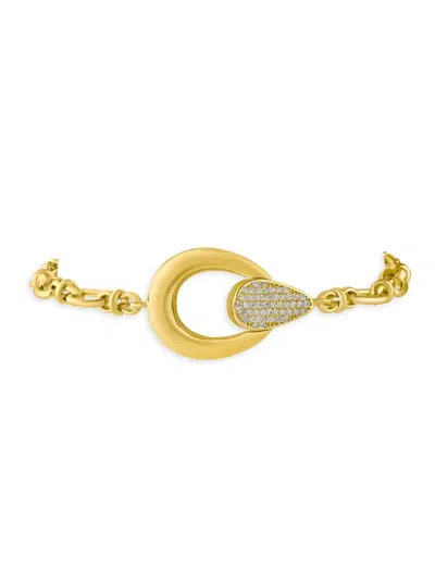 Cz By Kenneth Jay Lane Women's 14k Goldplated & Cubic Zirconia Loop Link Bracelet In Brass